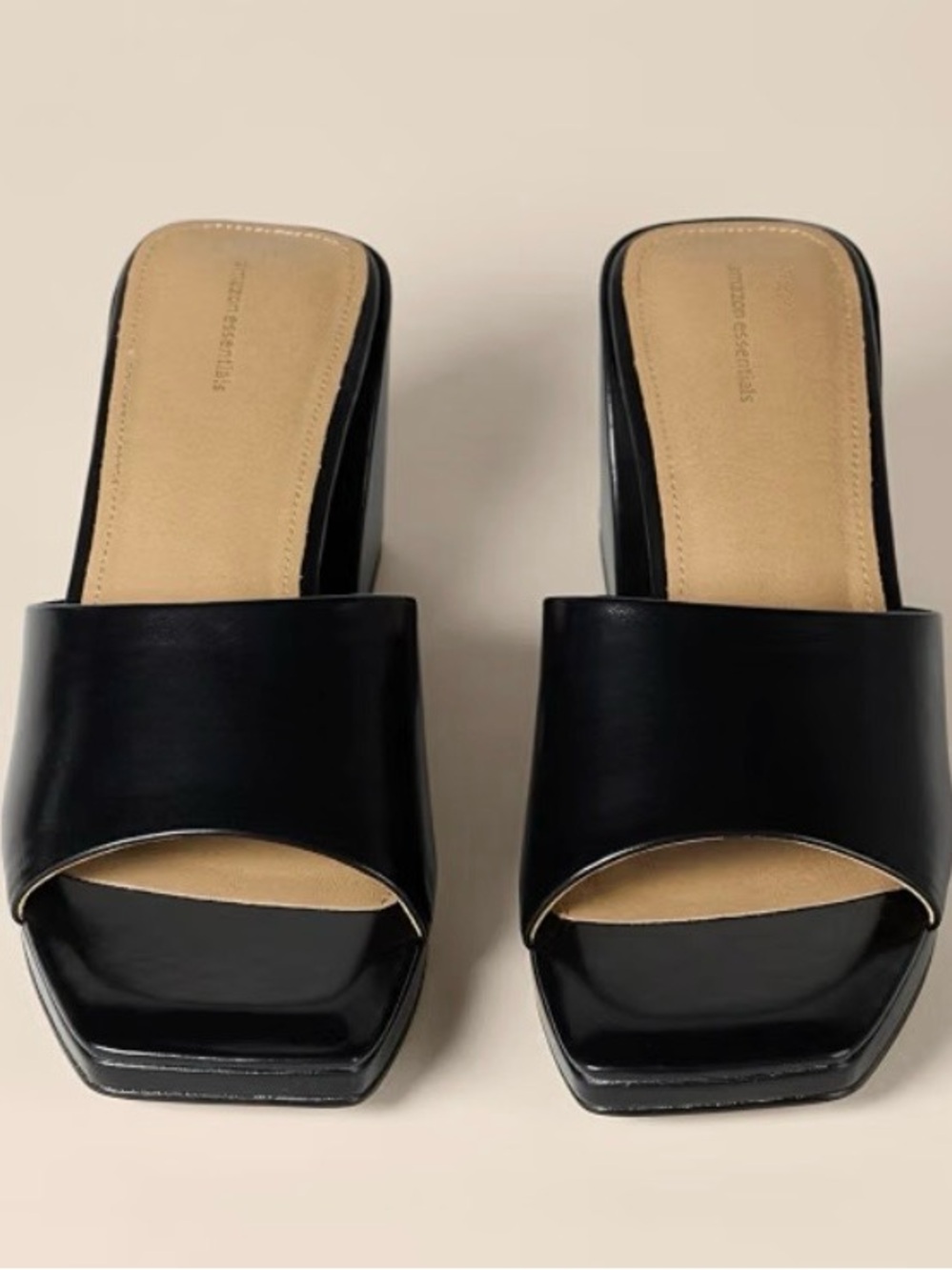 Amazon Essentials Black Open-Toe Slide Mules